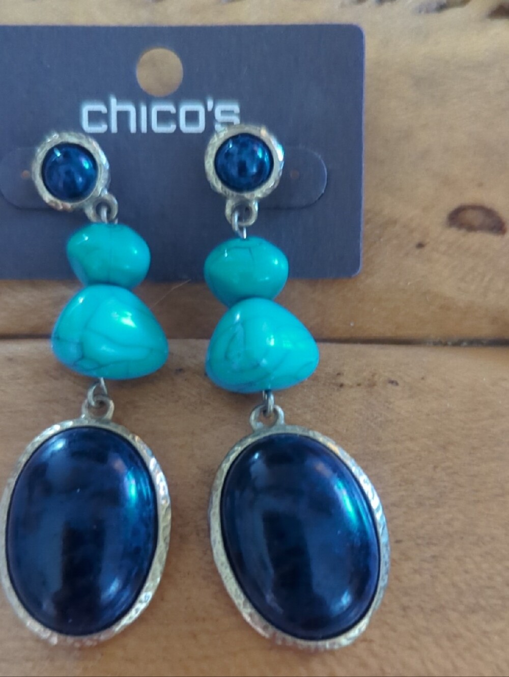 Chico's Turquoise and Navy Drop Earrings